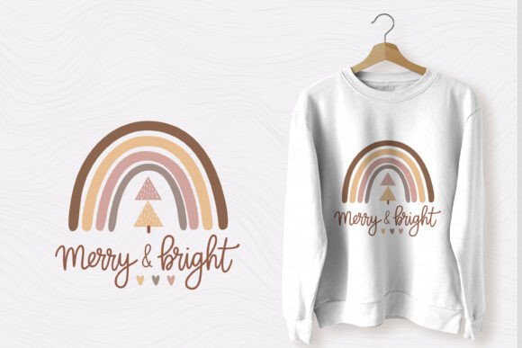 A Boho Christmas Rainbow Design for Modern Graphics & T-Shirt Designs