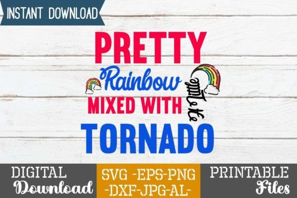 A Playful Brand Asset: Pretty Rainbow Mixed with a Little Tornado Graphics for T-Shirt Designs