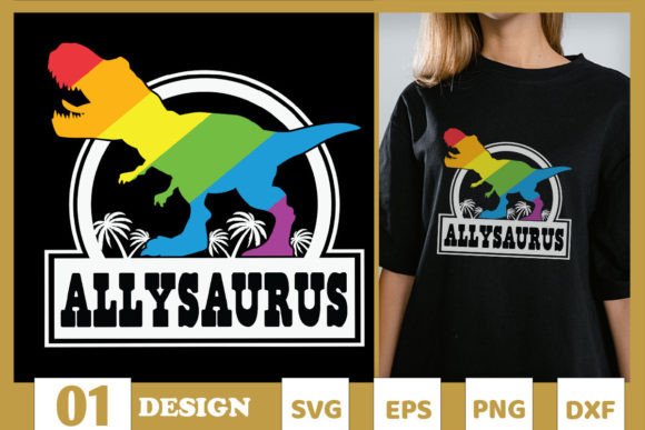 Allysaurus Dinosaur SVG for LGBTQ T-Shirt Graphics