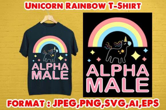Alpha Male Unicorn Rainbow Graphics for T-Shirt Designs