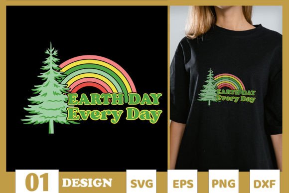 Earth Day Every Day: A Retro Rainbow T-Shirt Graphic