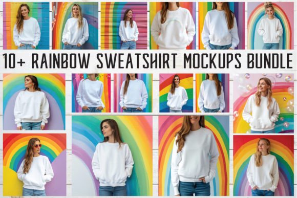 Gildan 18000 Rainbow Mockups Bundle: A Vibrant Design Asset for Hoodies Sweatshirts Graphics
