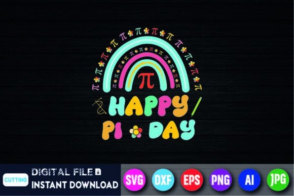 Rainbow Happy Pi Day: Graphics for Teacher T-Shirt Designs