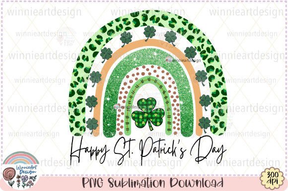 Rainbow Happy St Patricks Day Glitter for Graphics & T-Shirt Designs