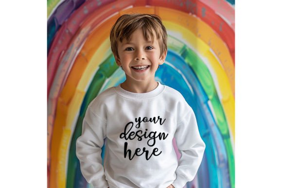 Rainbow Kids Sweatshirt Mockup: An Authentic Graphics Asset for Baby & Kids Clothing