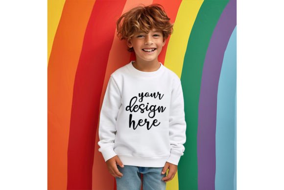 Rainbow Sweatshirt Mockup for Baby Clothing Graphics