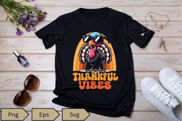 Reviewing the Thankful Vibes Turkey Rainbow Funny Graphics for T-Shirt Designs