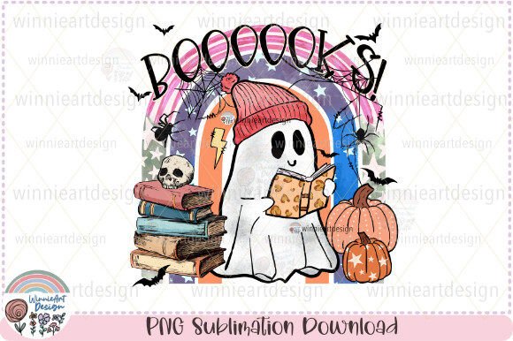 Spooky Reading Halloween Retro Rainbow for Graphics and T-Shirt Designs